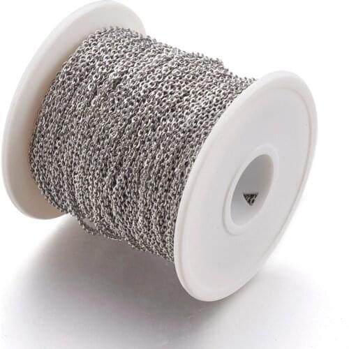 50m/roll 304 Stainless Steel Cable Chains 0.4/0.5/ 0.6/0.8mm for Jewelry Making DIY Bracelet Necklace Accessories Findings