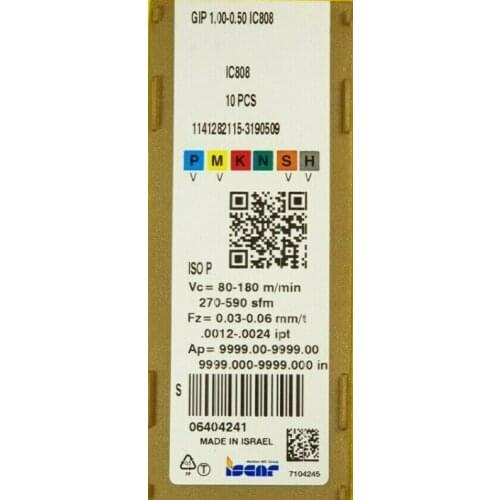 10 PCS CARBIDE INSERT GIP 1.00-0.50 IC808