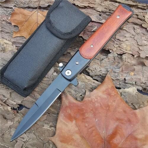 For Outdoor Tactical Camping Hunting Survival Pocket Folding Knife With Wood Handle knife 8Cr13Mov Steel Blade Tool Knives