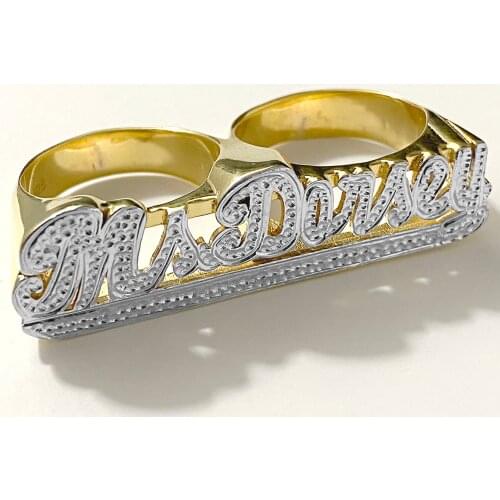 DOREMI 3 Fingers Name Ring For Men Women Custom Numbers Ring Personalized Jewelry Gold 3D Ring Couple Mother Gift