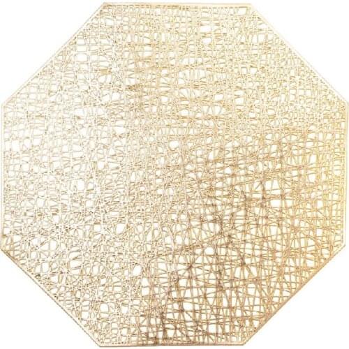 Placemats for Dining Table Set Of 6 Place Mats Octagonal Non Slip for Dinner Table (Gold)