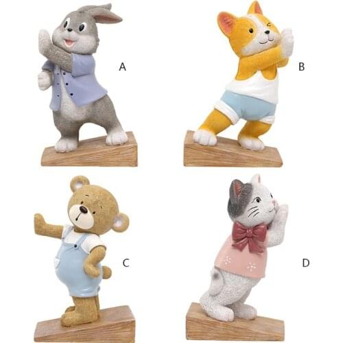Creative Cartoon Animal Door Stop Cute Resin Bunny Dog Bear Cat Statue Wedge Stopper Home Office Bookend Decorative Gifts
