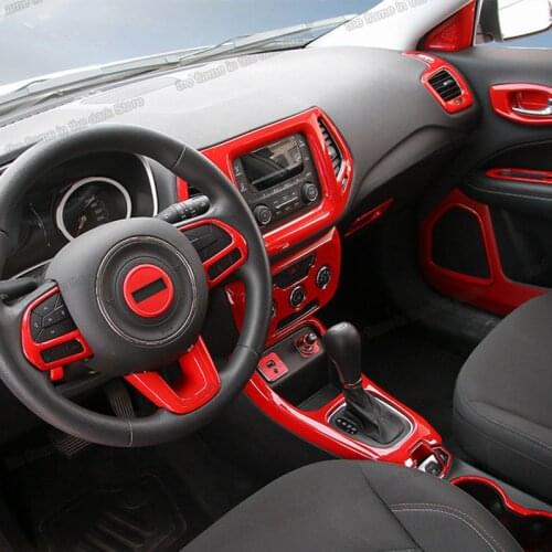 Lsrtw2017 Car Center Console Gear Panel Steering Wheel Trims Cup Frame Headlight Parts for Jeep Compass 2017 2018 2019 2020 2021