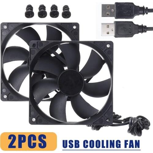 MAYITR 2pcs Durable 12cm USB Cooling Fan High Quality Silent CPU Case Fans Cooler For Computer/TV Box/Router