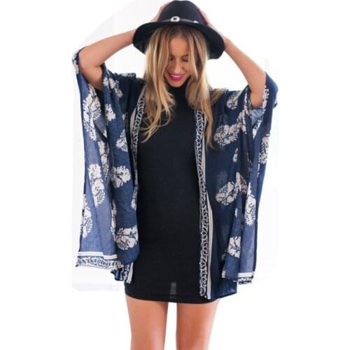 Printed Cloak Thin Travel Vacation Coat Streetwear Women Dresssin Topsummer Dress Beach