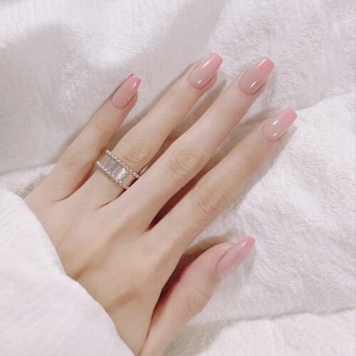 False Nails 24Pcs Nail Tips Short Flat Head Simple Wear Nail Art Fake Nails Press On Nails