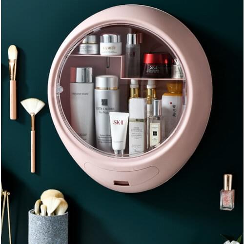 Wall Hanging Makeup Storage Box Drawer-type Bathroom Makeup Organizer ABS Plastic Transparent Dustproof Cosmetics Box WF921