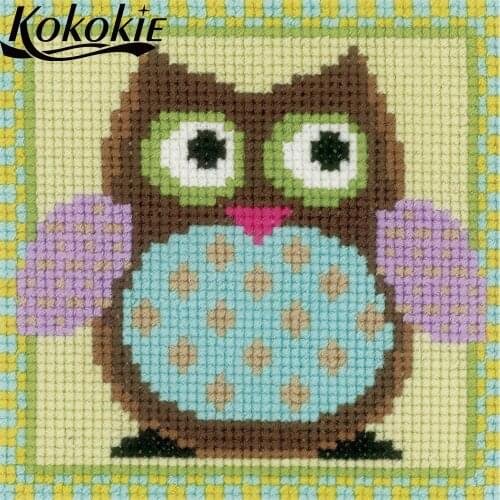 Handmade fabric pillowcase accessories kits handicraft Embroider Needlework kits cross stitch set sales owl pattern throw pillow