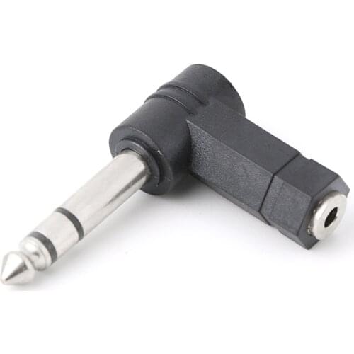 New 6.35mm Male to 3.5mm Female Plug 3 Pole Right Angle Stereo Audio Adapter 90 Degree 6.35 to 3.5 Male Connector Converters