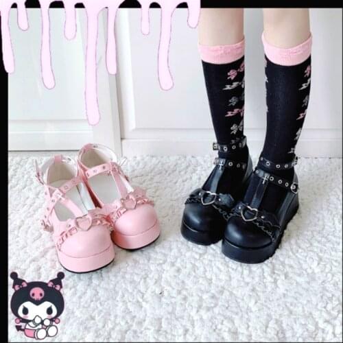 Devilian Little Bat Style Bowknot Demon Dark Goth Punk Platform Lolita Shoes Kawaii Shoes Loli Cosplay High Heel 5.5cm Pu Shoes