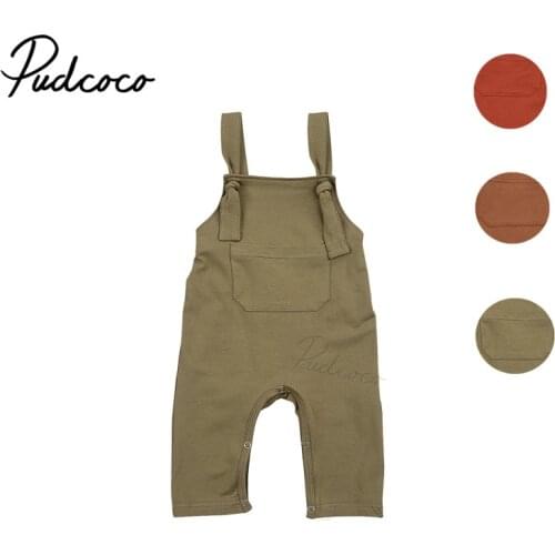 Infant Newborn Baby Girls Boys Solid Color Pocket Jumpsuit, Toddler Boy Girl Spaghetti Straps Square Neck Long Pants Romper