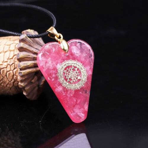 Heart Necklace Orgonite Pendant Pink Quartz Pendant Healing Crystals Recruit Peach Blossom to Promote Marriage Jewelry