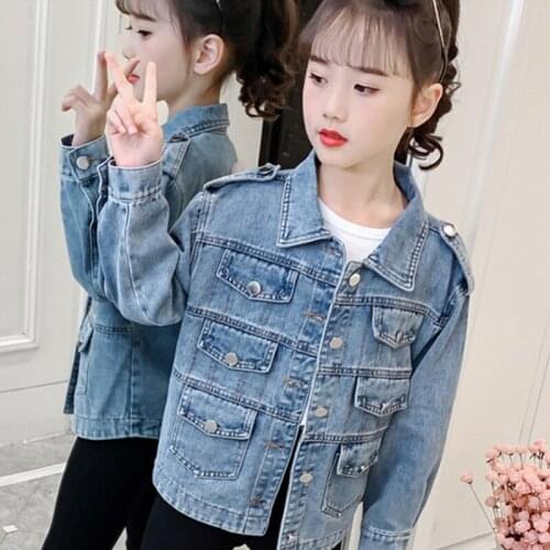 Girls' Coat Babys Kids Jacket Solid Jean Thicken Winter Autumn Top Warm Cardigan Overcoat Cotton Childrens Clothing