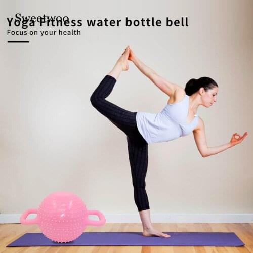 Portable Fitness Pilates Women Double Handle Dumbbell Massage Water Filled Yoga Kettle Bell Workout Weight Training Small PVC