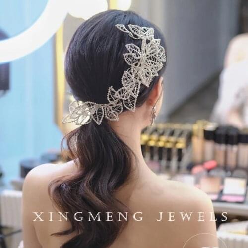 White Leaves Hollow Hairband Fairy Rhinestones hair jewelry Bridal Wedding bride Hair Accessories
