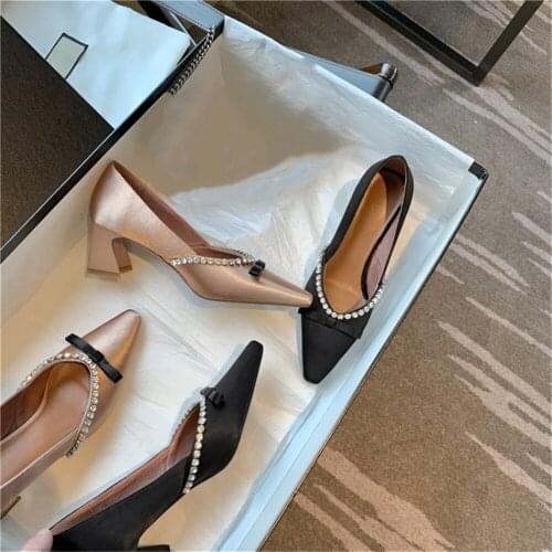 Size 33-40 2021 New Spring Summer Genuine Leather Pumps Hot Sell Fashion Womens Shoes Luxury Brand Design High Heel Pointed Toe