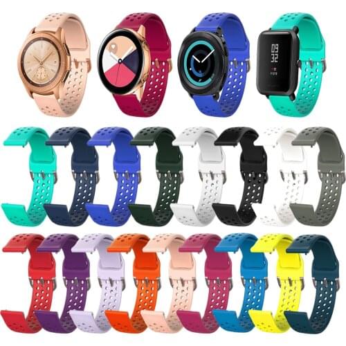 Smart Latest FashionSilicone Sport Strap20MM Reverse Buckle Monochrome Round Hole Breathable Strap for Samsung Galaxy Watch