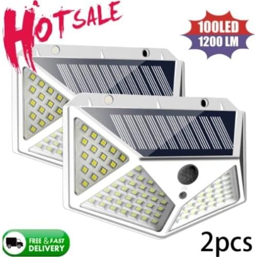 Garden 100 LED Solar Lamp PIR Motion Sensor LED Solar Light Solar Powered By Sunlight Waterproof For Outdoor Wall Street Decor