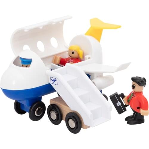 Assembled Building Blocks Car Airplane Model Wooden Train Track Railway Puzzle Boy Toy Passenger Plane Track General Accessories