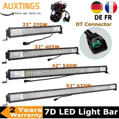 22" 32" 42" 52" inch 540 675W 7D LED Light Bar with DT Connector Waterproof Offroad 4x4 Tractor Boat Truck SUV ATV 4WD