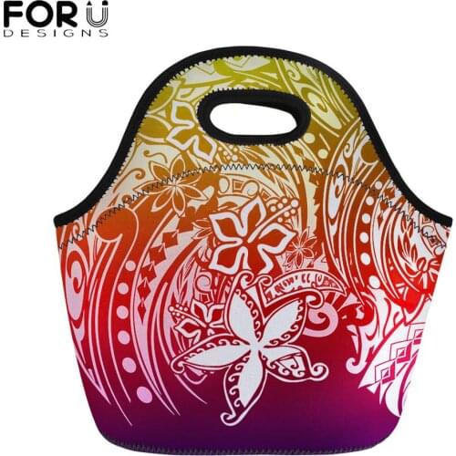 FORUDESIGNS Thermal Women Lunch Bag Tribal Gradient Flower Portable Hand Tote Female Food Fruit Bag Storage for Girls Lunch Box