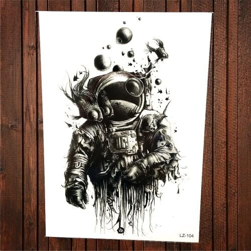 25 Pattern Astronaut Design Waterproof Temporary Tattoo Stickers Universe Cosmos Fake Flash Tattoo Women Men Body Art Painting