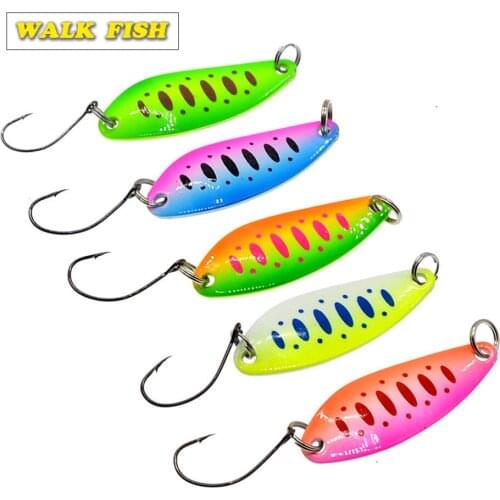 Walk Fish Fishing Spoons Trout Lures 5Pcs/lot 3.5g 3.4cm Metal Casting Jig Lures with Single Hook Fishing Lures