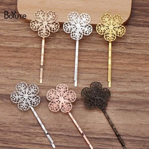 BoYuTe Custom Made (200 Pieces/Lot) 25MM Filigree Flower Hairpin Factory Supply Women Hair Accessories Materials