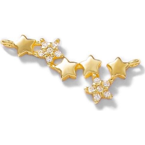 Factory wholesale Gold Color Brass and Zircon Stars Charms Pendants Necklace and Bracelet Earring Diy Jewelry Accessories