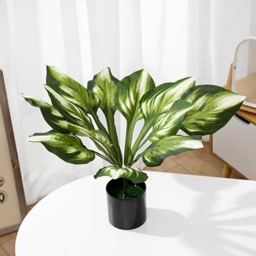 Green Artificial Palm Plants Leaf Flower Decoration Indoors Simulation High Grade Family Wedding Garden PVC Landscaping Branches