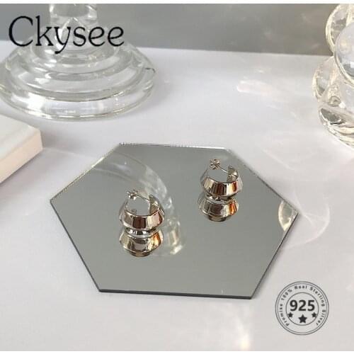 Ckysee News 925 Sterling Silver Earrings Rhomboid Wide Earrings For Women 2021 Trend Fashion Jewelry