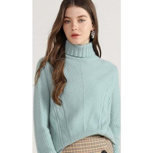 Winter New Arrival 100% Cashmere Turtleneck Sweater Woman Fashion Warm Pullovers Knitted Large Size Female Jumper Soft Tops