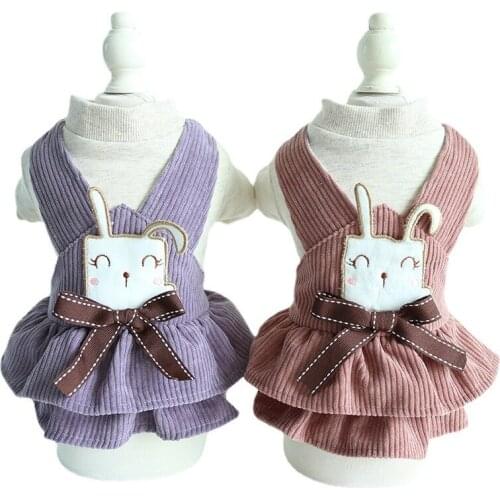 Winter Small Dog Girl Clothes Dress Pet Outfit Cat Pomeranian Shih Tzu Yorkshire Maltese Poodle Bichon Frise Puppy Dress Apparel