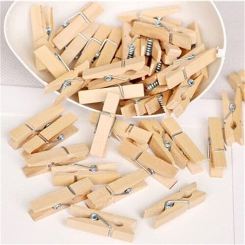 100PCS Wholesale Mini Natural Wooden Clips Photo Clips Clothespin Craft Decoration Clips Pegs School Office Binding Supplies