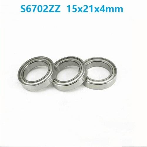 20pcs/lot ABEC-5 S6702ZZ S6702 ZZ Bearing 15*21*4mm double Stainless Steel Deep Groove Ball Bearing 15x21x4mm