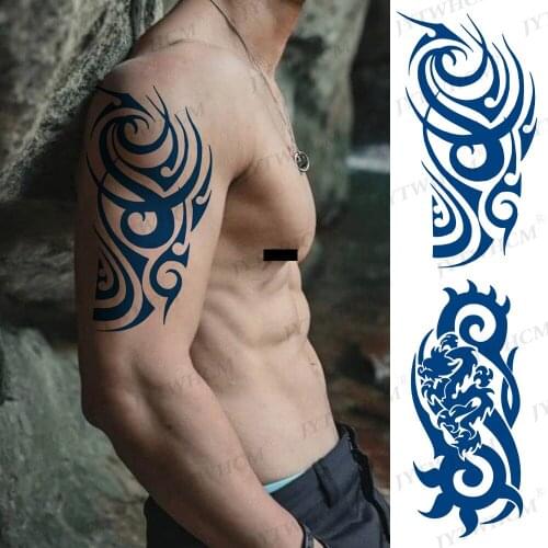 2021 Hot Ink Temporary Tattoo Body Art Tattoo Edges 3D Waterproof Fake Sleeve Sticker Ink Arm Men Body Leg Tattoo Stickers Paper