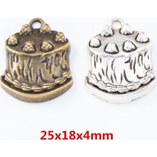 25 pieces of retro metal zinc alloy cake pendant for DIY handmade jewelry necklace making 7895