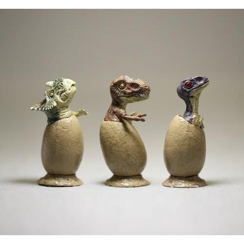 3pcs/Set Eleka New Resin Solid Dinosaur egg anime figure Mini DIY Dolls for Action Decoraion OPP bag Packing
