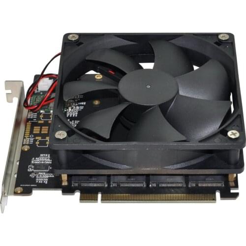 4X NVME M.2 AHCI to PCI-E Express 3.0 Gen3 X16 Raid Card with Fan VROC Raid0 Hyper Adapter