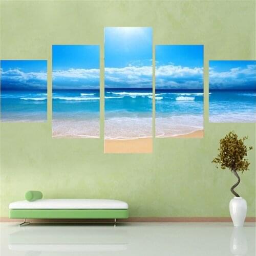 5 Panel Canvas Art Wall Decor Seascape Poster Modern Home Decorative Framework Living Room Bedroom Modurn Print Pictures