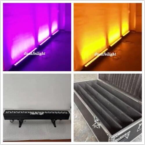 With flycase 8pcs indoor no waterproof led strip bar rgbwa uv dmx wall washer led 18*18
