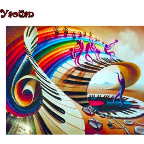 Diamond Mosaic Piano Notes Diy 5D Diamond Painting Full Square Drill Rhinestone Abstract Music Diamond Embroidery Decoration