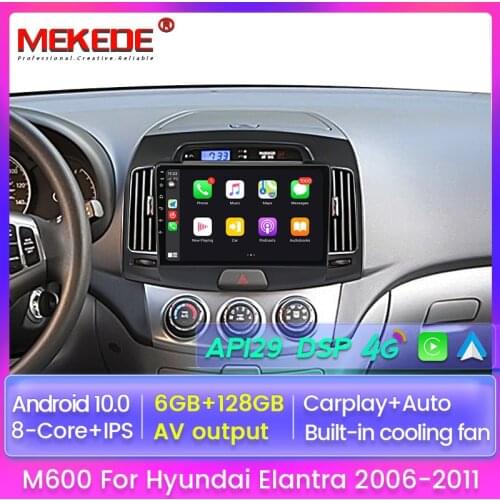 6+128G Android 10.0 4G Car Radio Multimedia Video Player Navigation GPS WiFi 2 Din for Hyundai Elantra HD 2006-2011 Carplay AUTO