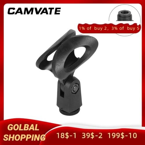 CAMVATE Universal Microphone Clip Holder For Mic Stand With 5/8"-27 Male To 3/8"-16 Female Mic Screw Adapter Plastic Made
