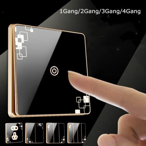 Home Hotel Luxury Acrylic Mirror Surface Wall Switches Sockets Black Color Panel Socket Light Switch