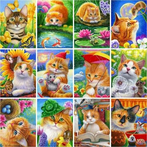 EverShine Diamond Mosaic Cat Cross Stitch New Arrivals Diamond Painting Animals Picture Rhinestones Handmade Kits Home Decor