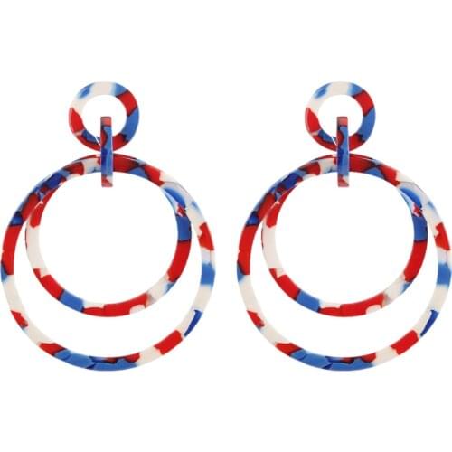 Euramerican Fashion Fall Style Double Circle Round Acrylic Acetate Leopard Print Drop Earrings Women Hyperbole Jewelry E21012