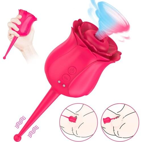 Rose Flower Clitoris Sucker Dildo Vibrator Sex Toys For Women Tongue Brush Nipple Massager Blowjob Pussy Licking Toys for Adults