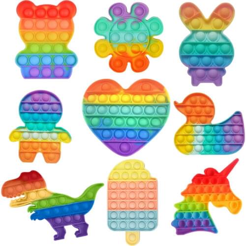 Keychain Children Adult Fidget Toys Color Push Bubble Sensory Toy Mini Antistress поп ит Fidget Toys To Relieve Autism Cheap
