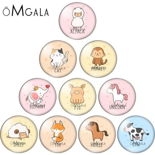 Cartoon Lovely Animals Drawings 8mm/10mm/12mm/14mm/16mm/18mm/20mm/25mm Round photo glass cabochon demo flat back Making findings